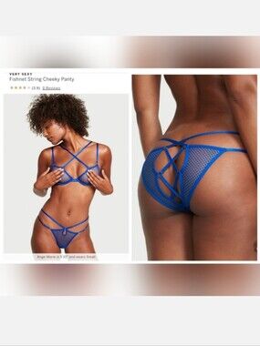 Victoria's secret very sexy fishnet string cheeky panty BLUE OAR XXL